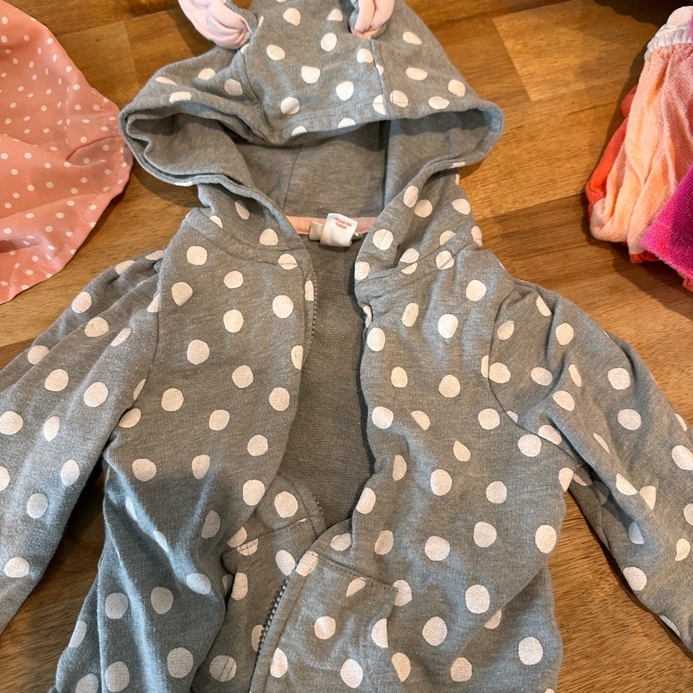 Gray Polka Dot Hooded Baby Onesie